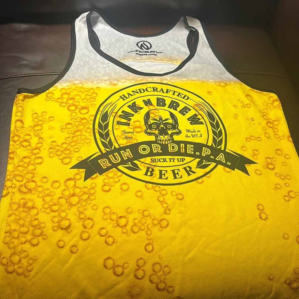 INKnBURN Yellow Beer Graphic Tank Top